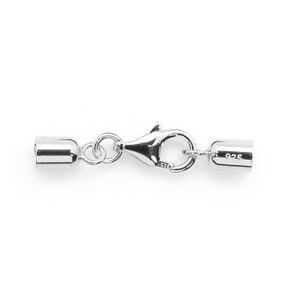 Sterling Silver Findings - Smooth Tube Ends With Lobster Clasp Set - Jewelry Making Findings - 3.5mm Outer Diameter - SKU: 202138