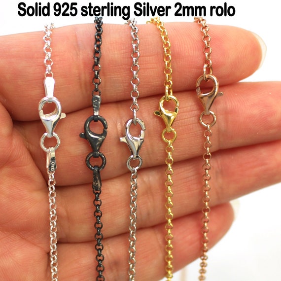 Rolo Chain Sterling Silver Necklace 2mm Rolo Chain Gold - Etsy