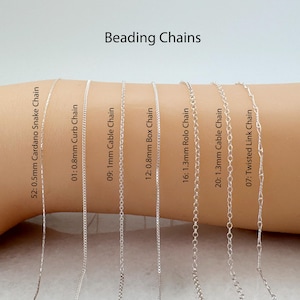 925 Sterling Silver Bulk Chains By The Foot-Permanent Jewelry-Unfinished Jewelry Making Chains-Jewelry Supplies-Over 100 Different Styles image 3