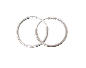925 Sterling Silver 20mm Earring Hoops-Ready To Wear-(Sold per pair) - SKU: 203001-20