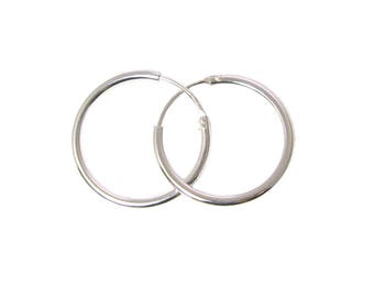 Sterling Silver 30mm Earring Hoops (Sold per pair) - SKU: 203001-20