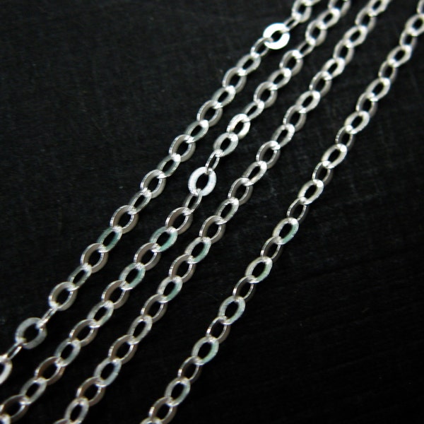 Sterling Silver Chain, Bulk Chain by the Foot- Flat Cable Chain , Jewelry Supplies Wholesale( 100 feet or 1200 inches) Save 25%, SKU: 101021