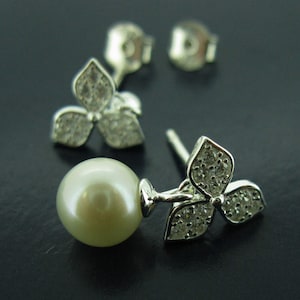 Risultati orecchino, orecchino post, orecchini in argento Sterling risultati, Fancy orecchini-CZ, tre foglia fiore, orecchini nuziali (1 paio) SKU: 203067