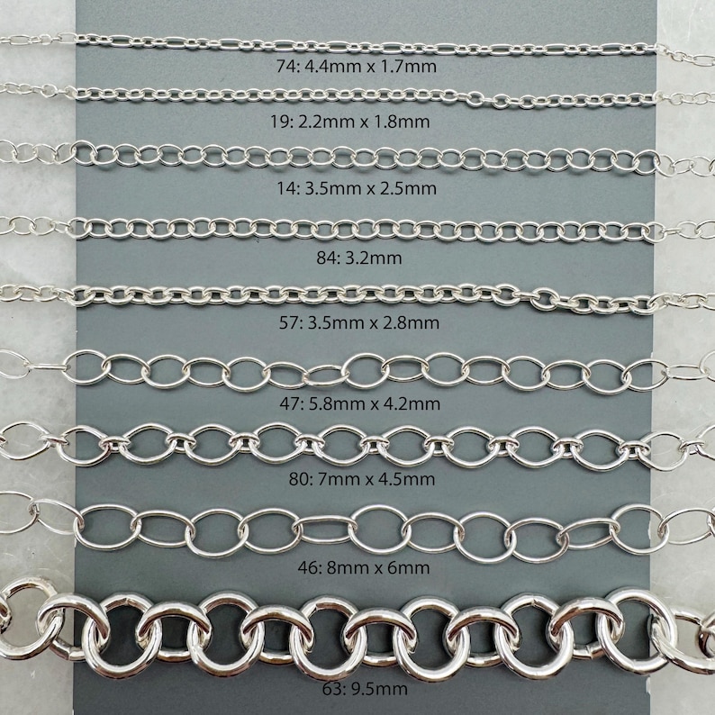 925 Sterling Silver Bulk Chains By The Foot-Permanent Jewelry-Unfinished Jewelry Making Chains-Jewelry Supplies-Over 100 Different Styles image 14