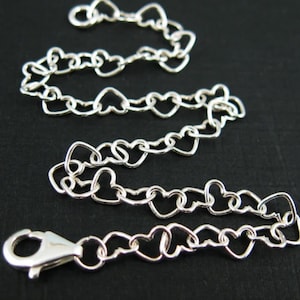 925 Sterling Silver Charm Bracelet - Heart Shape Links -Valentine's Day Gift - 5mm (7 inches) - SKU: 601037-7