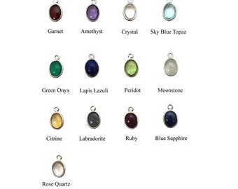 Sterling Silver Natural Gemstone Charms, Silver Bezel Pendant- Bezel Gem Necklace Pendant, Oval Shape, Real Gemstones (1 pc) SKU: 201124