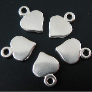 Sterling Silver Tags -  Heart Shape Charm Tags  7 mm ( 5 pcs ) -  SKU: 217005