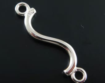 Sterling Silver Findings - 925 Sterling Silver Connector - Jewelry Supplies-Jewelry Making- Curved Bar Connector-(25mm - 2 pcs)SKU: 201003