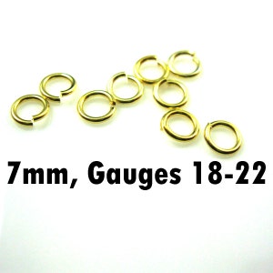Vermeil Jump Rings,Jumprings-Jewelry Findings-Gold Findings-18K gold over Sterling Silver Jump Rings-7mm-All Gauges (20pcs)
