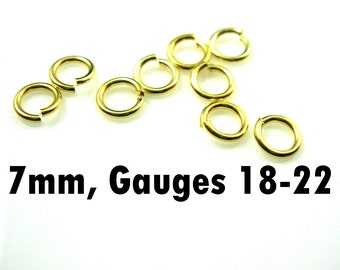 Vermeil Jump Rings,Jumprings-Jewelry Findings-Gold Findings-18K gold over Sterling Silver Jump Rings-7mm-All Gauges (20pcs)