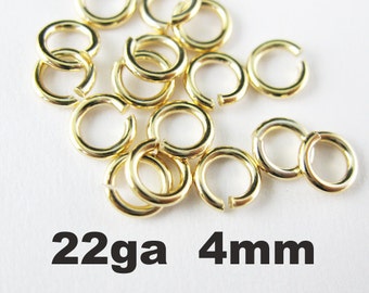 Gold Jumprings, Gold Findings,Vermeil, 18K gold plated over Sterling Silver Open Jump Rings - 22 gauge - 4mm ( 20pcs ) SKU: 205122-040VM