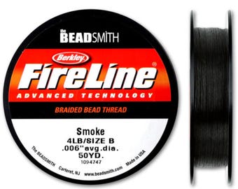 Beadsmith Fireline - Braided Bead Thread - Smoke - 50 Yards (4lb Test) - SKU:501036-S4