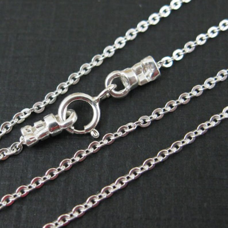925 Sterling Silver Chain, Necklace - Solid Cable Chain - Finished Necklace for Pendant, Ready to Wear - All Sizes- SKU: 601029 image 1
