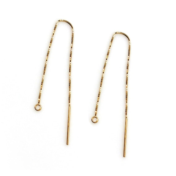 Earring Findings 14K Yellow Gold Ear Thread Long Dangle Solid