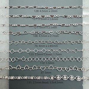 925 Sterling Silver Bulk Chains By The Foot-Permanent Jewelry-Unfinished Jewelry Making Chains-Jewelry Supplies-Over 100 Different Styles image 2