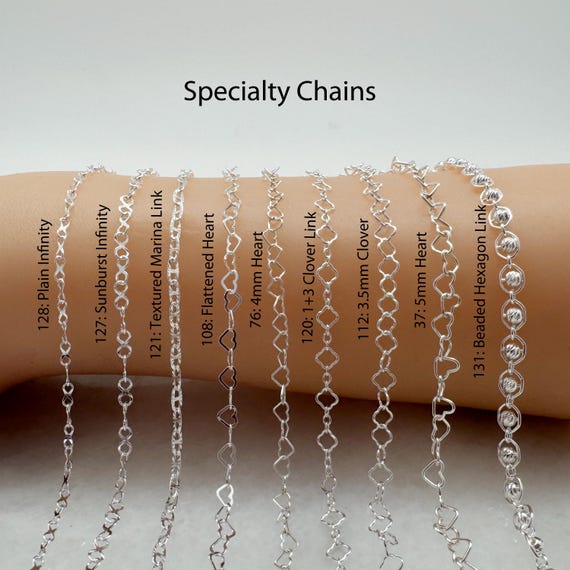 925 Sterling Silver Bulk Chains By The Foot-Permanent Jewelry-Unfinished Jewelry Making Chains-Jewelry Supplies-Over 100 Different Styles