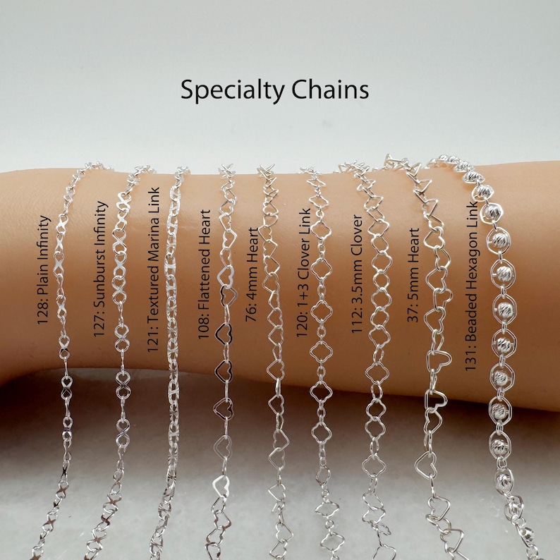 925 Sterling Silver Bulk Chains By The Foot-Permanent Jewelry-Unfinished Jewelry Making Chains-Jewelry Supplies-Over 100 Different Styles image 1
