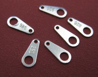 Sterling Silver Tags-Findings - Smooth , Flat End Tags-8mm-Jewelry Making Supplies,Findings( 10 pcs ) - SKU: 217001