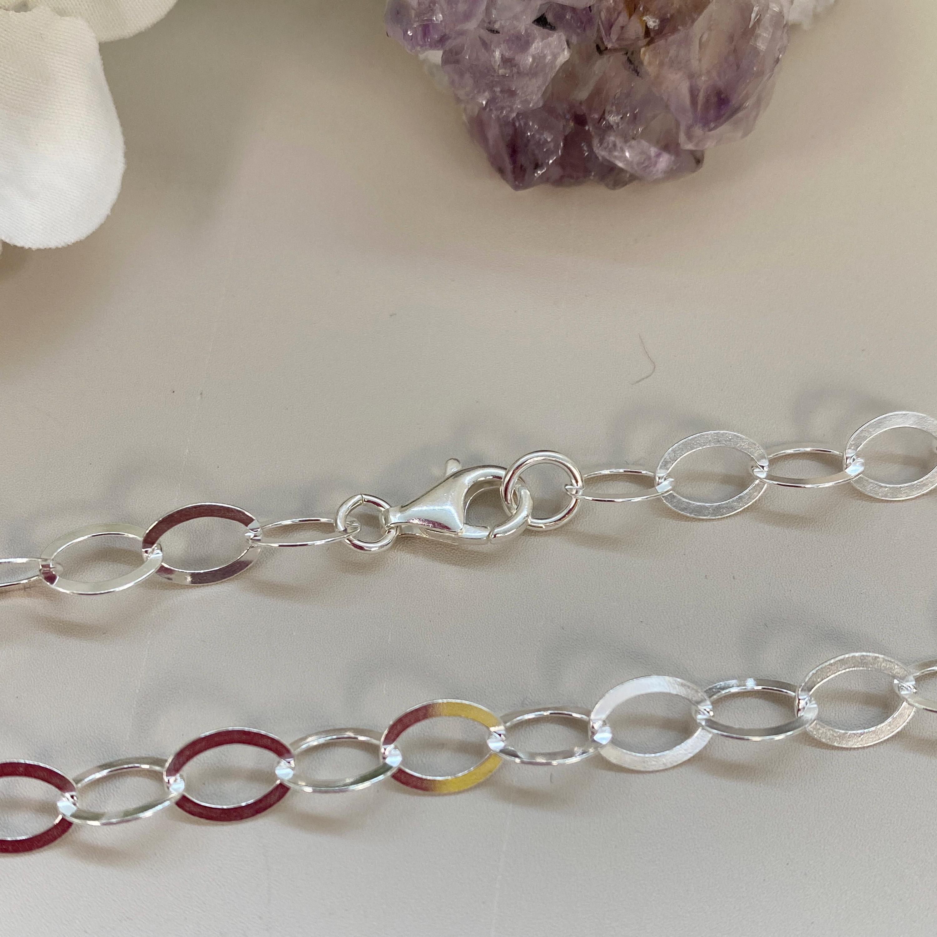 Sterling Silver Extra Long Chain Necklace-big Flat Oval Cable