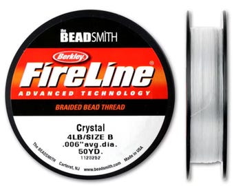 Beadsmith Fireline - Hilo trenzado para cuentas - Cristal - 50 yardas (prueba de 6 lb) - SKU: 501036-C6