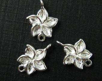 Sterling Silver Flower Charm-Fragapani Flower-Small Silver Charm Connector-925 Silver Flower Connector-Flower Charms-11 mm SKU: 201252