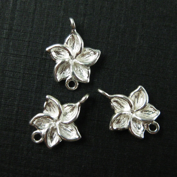 3 pcs 925 Sterling Silver Flower Charm Finding 11mm