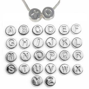 Sterling Silver Initial Letter Charms-Round A-Z Alphabet Letter Beads for Personalized Jewelry-6mm-Wholesale Jewelry (1 piece)-sku:201305