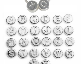 Sterling Silver Initial Letter Charms-Round A-Z Alphabet Letter Beads for Personalized Jewelry-6mm-Wholesale Jewelry (1 piece)-sku:201305