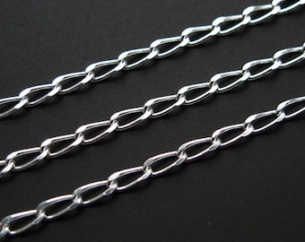 Sterling Silver Chain, Bulk Unfinished  Chain - Diamond Cut Curb Chain - 4mm by 2m ( Up to 30% off )-Jewelry Supplies Wholesale- SKU: 101008