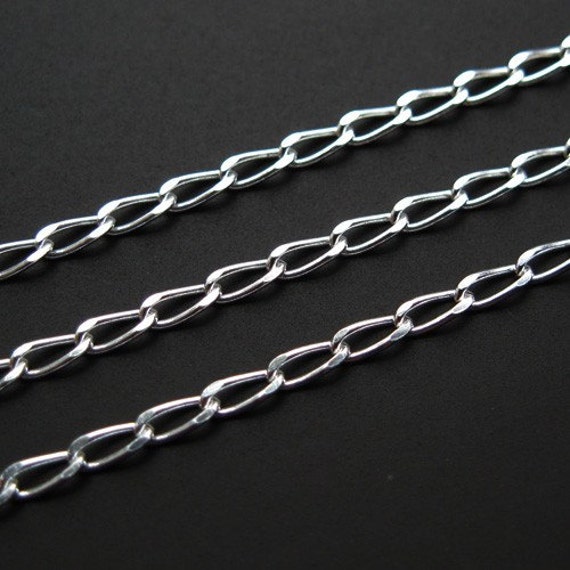Sterling Silver Chain, Bulk Unfinished Chain Diamond Cut Curb