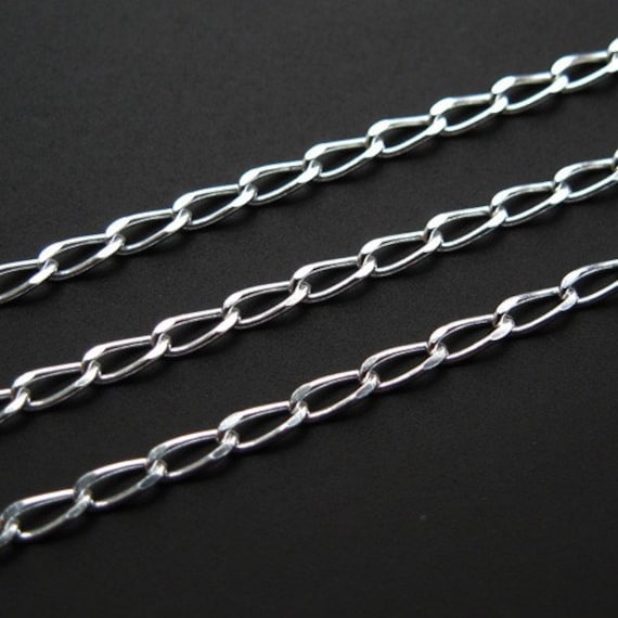 Sterling Silver Chain, Bulk Unfinished Chain Diamond Cut Curb