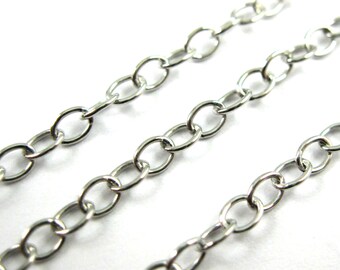 Rodiumpläterad 925 sterlingsilverkedja, obehandlad bulkkedja, silverkabelkedja - Smyckestillbehör grossist upp till 30% rabatt - Artikelnummer: 101014-RH