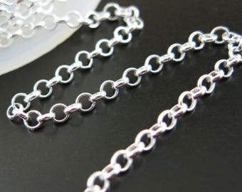 Cadena de plata al por mayor, cadena de plata esterlina, cadena rolo, cadena al por mayor por pie, cadenas rolo de 2 mm (15 pies), cadenas al por mayor con un 5 % de descuento. SKU: 101005