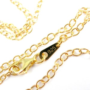 Gold Necklace Chain - Gold plated over Sterling Silver Chain Necklace -4mm Cable Chain Necklace (16,18,20,22,24,26,28,30,36) SKU: 601014-VM
