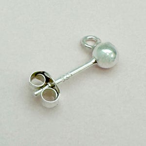 Earring Findings,Sterling Silver Earring Posts, 4mm Round Ball Earring Posts with Butterfly Backs(2 pairs)-SKU:203059