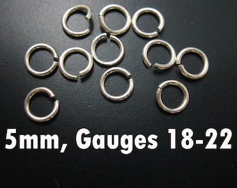 Jump Rings,Jumprings-Jewelry Findings-Sterling Silver Findings-Solid Sterling Silver Jump Rings -5mm-All Gauges (20pcs)