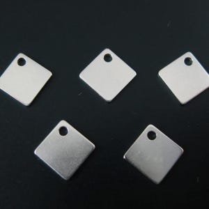 Sterling Silver Tags -  Tiny Diamond Shape Charm Tags  6mm (25 pcs) - SKU: 217003