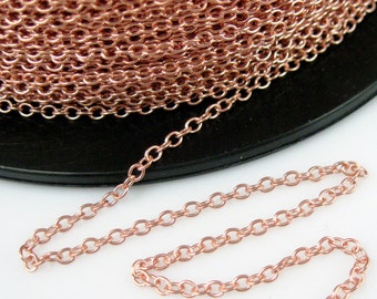 Chaîne en or rose, Or Rose plaqué argent Sterling chaîne du câble - chaîne de gros en vrac, 2,2 mm chaîne de câble forte - (3 pieds) SKU : 101019-RG