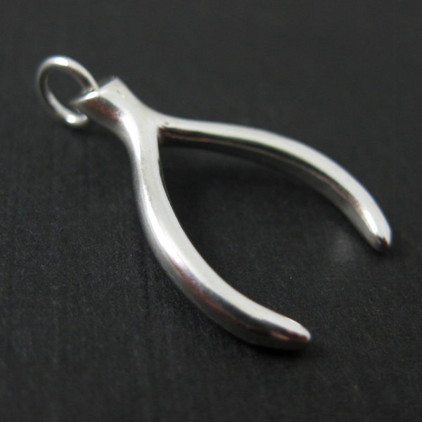 Charm - Wishbone Charm - 925 Sterling Silver Charm  - Wishbone Charm Pendant- High Polish Sterling Silver - 20x13mm ( 1 piece )- SKU: 201061