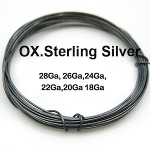 Oxidized Sterling silver Wire -Oxidized Half Hard Round Wire from 18 Gauge to 28 Gauge , Wholesale Jewelry Supply Findings