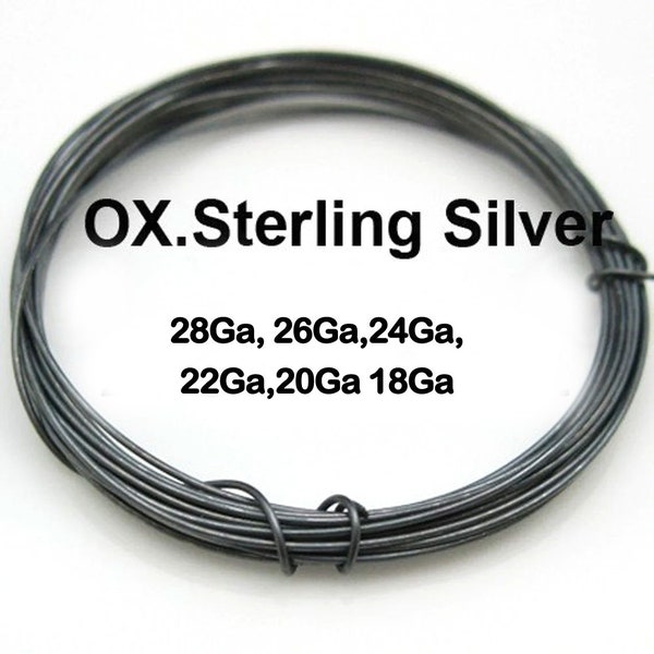 Oxidized Sterling silver Wire -Oxidized Half Hard Round Wire from 18 Gauge to 28 Gauge , Wholesale Jewelry Supply Findings