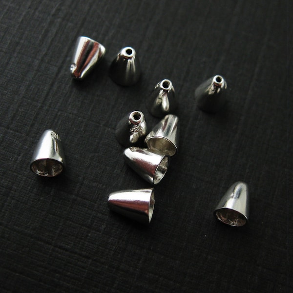 Bead Caps,Solid 925 Sterling Silver Findings,Cone Bead Cap, Jewelry Findings, Jewelry Supplies Whoesale ( 6 pcs )-SKU:210013