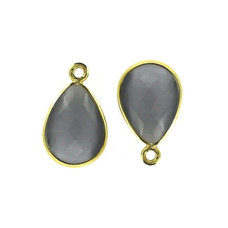 Moonstone Sterling Silver Bezel Gem Pendant 14mm Faceted Coin 2 Pcs