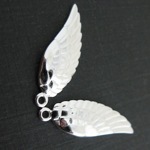 Sterling Silver Charm - Angel Wing Charm - Findings ( 25mm  - 2 pcs) - SKU: 201052