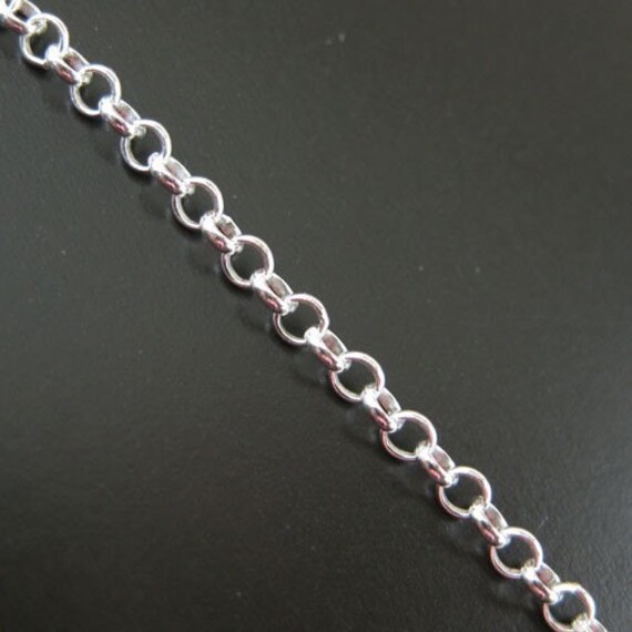 Sterling Silver 3.5mm Rolo Chain. Bulk unfinished sold by the foot.