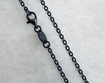 Sterling Silber Halskette-Oxidierte Sterling Silber Kette-Starke Flach Kabelkette-Fertig Halskette,Extra Lange Halskette-36 "-SKU: 601051-OX-36