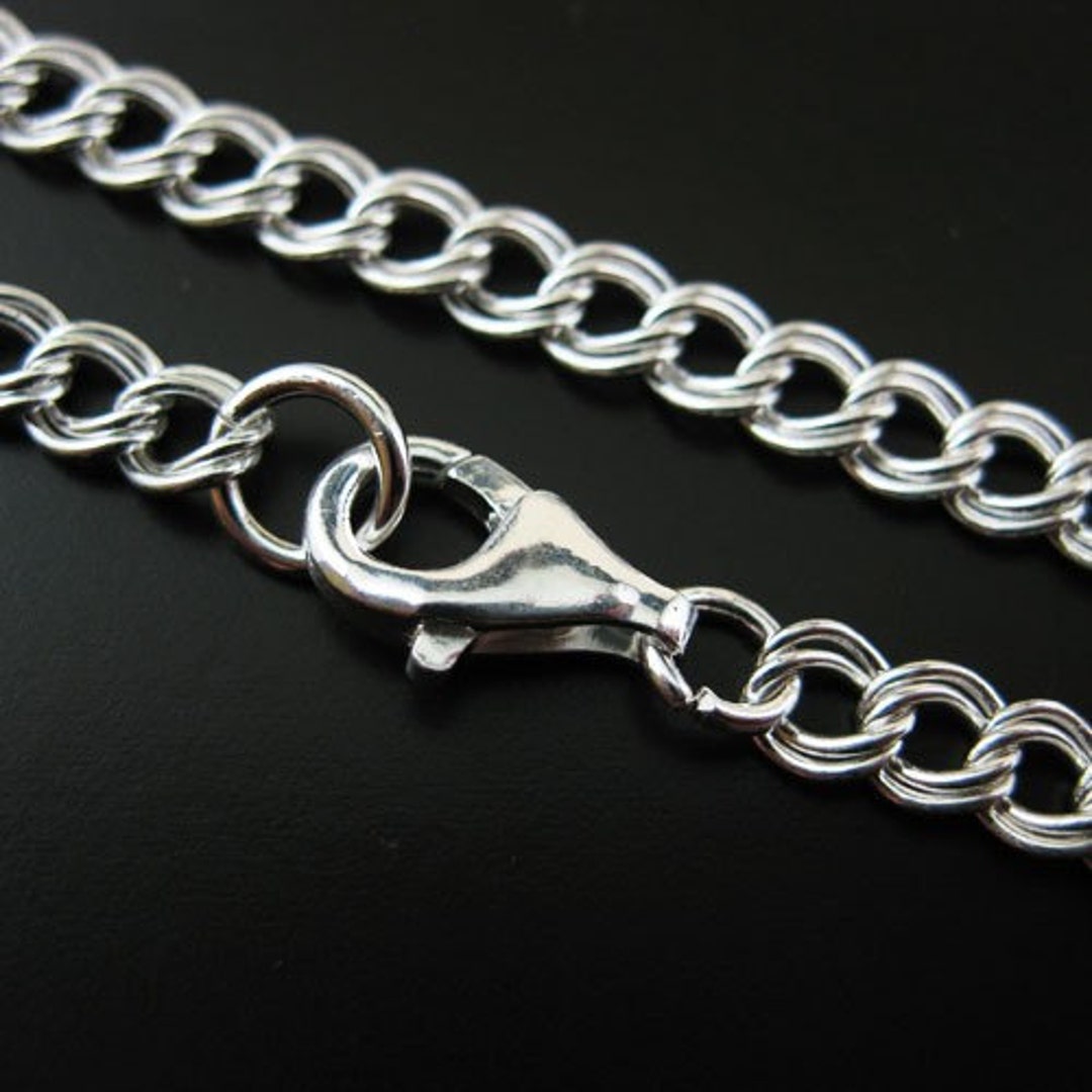 Sterling Silver Charm Bracelet Double Plain Twisted Cable - Etsy