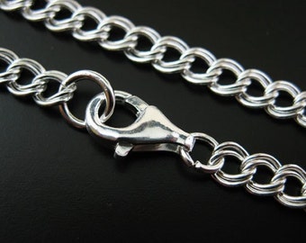 Sterling Silver Charm Bracelet - Double Plain Twisted Cable Oval Shape 5mm by 5mm (7.5 inches) - SKU: 601036-7.5