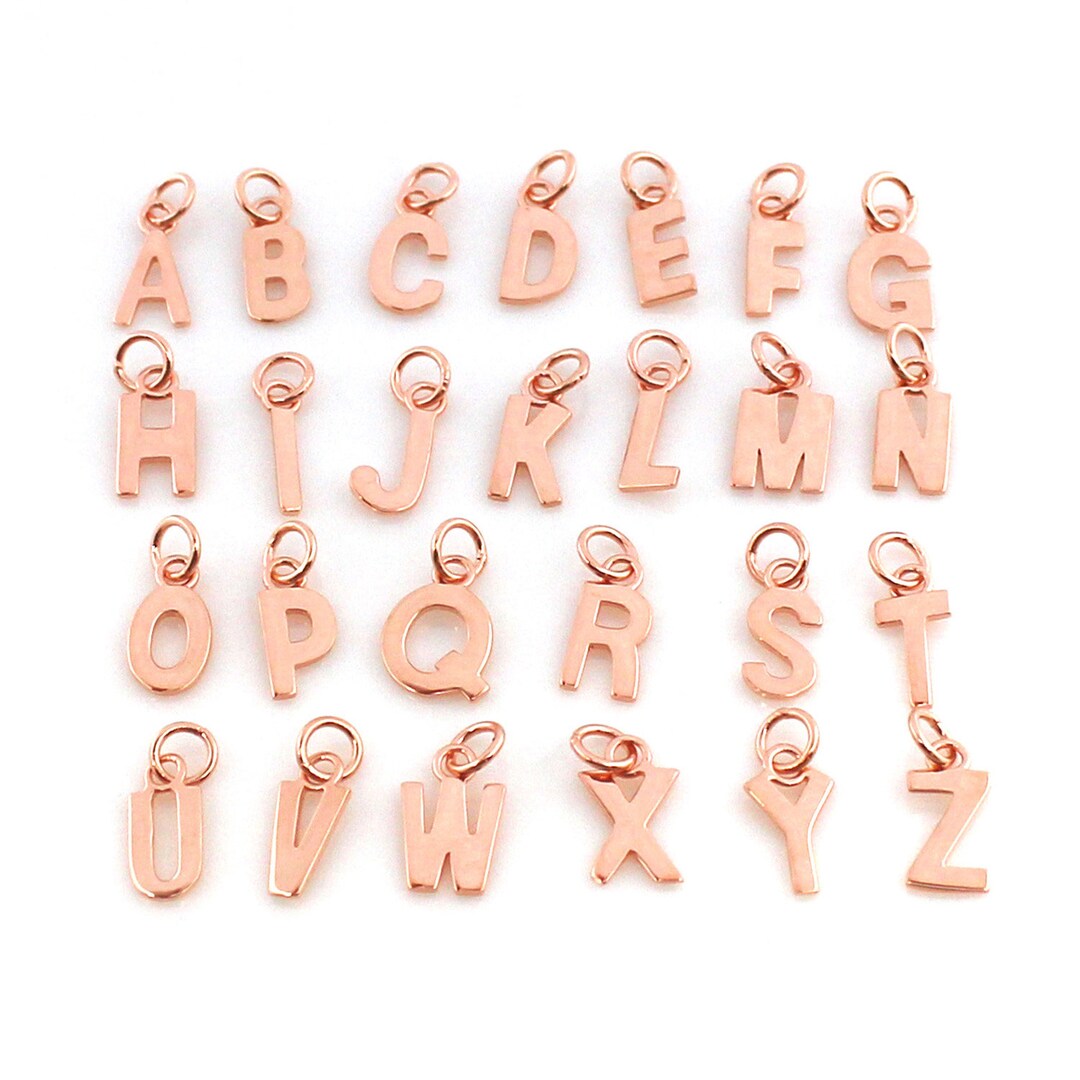 Rose Gold Letter Charm-initial Letter Charm-smooth Letter - Etsy