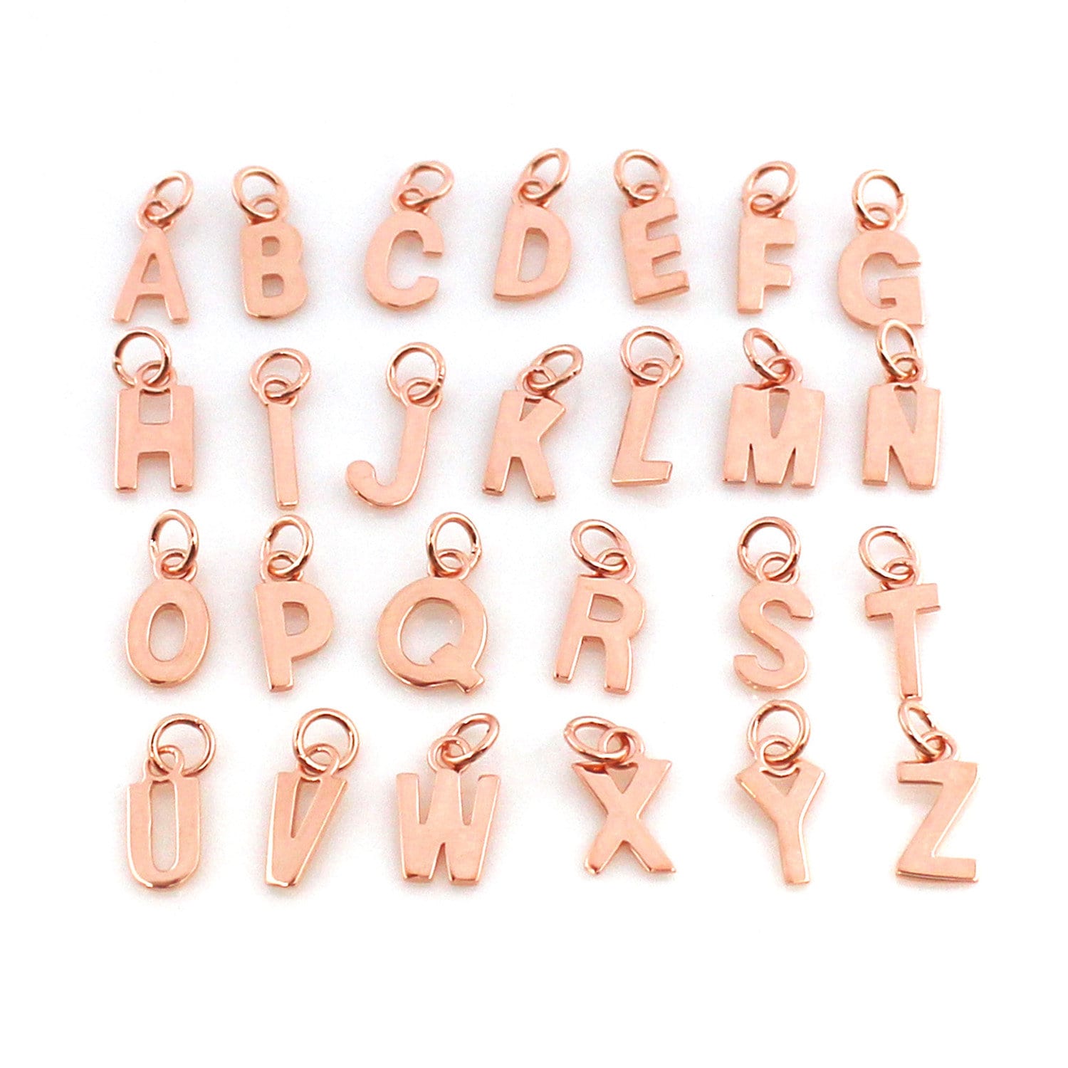 14K Cursive Letter Charms with Cubic Zirconium, A to Z Initial Letter Pendant for Jewelry Making, Letter Charms for Necklaces